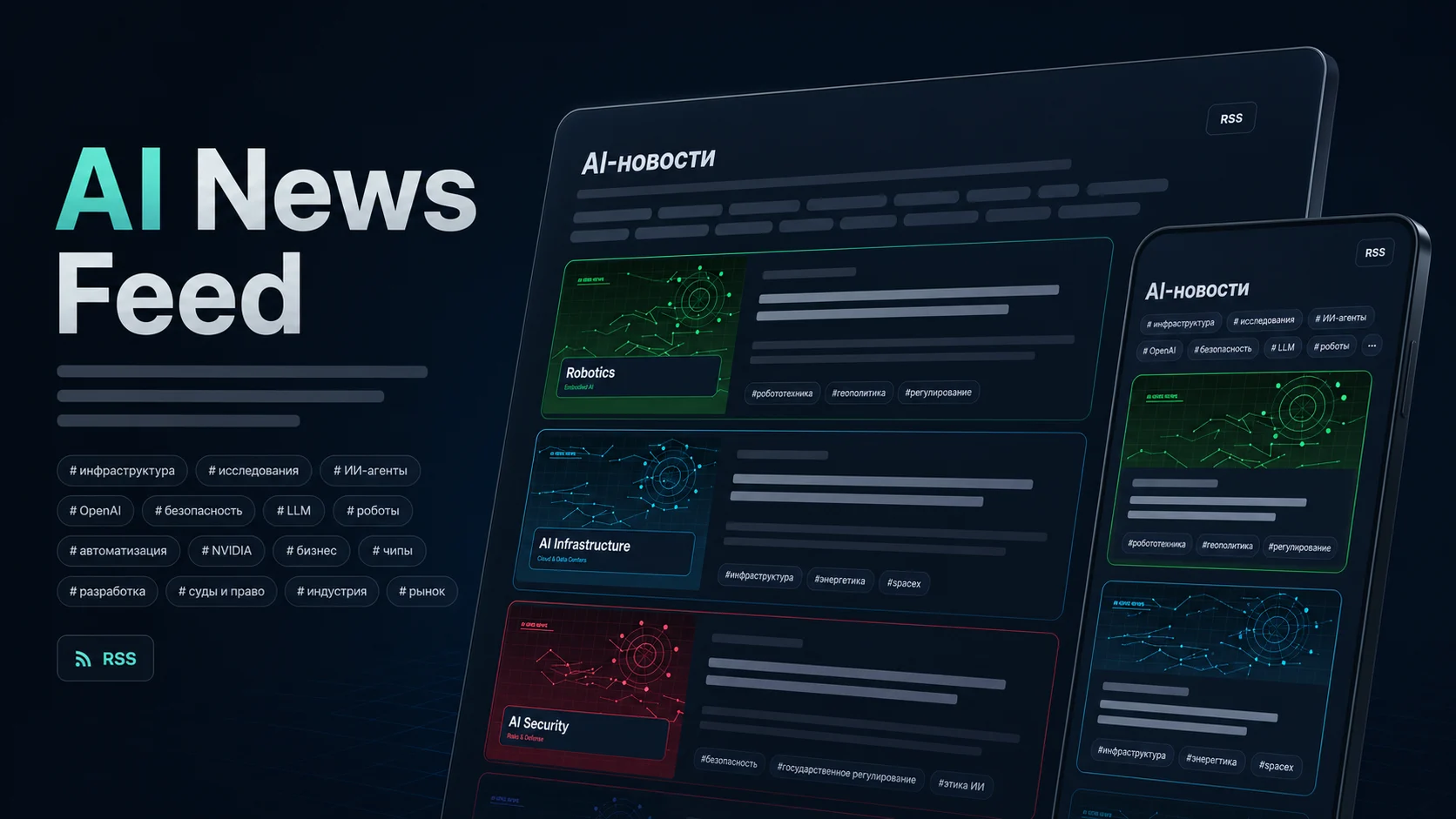 Интерфейс проекта AI News Feed